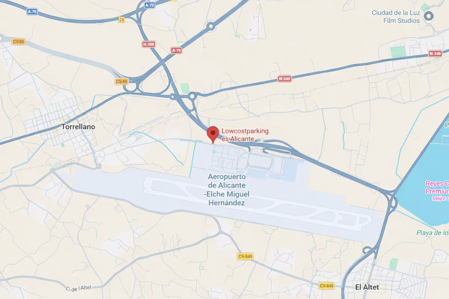 Mapa Lowcostparking.es Alicante aeropuerto